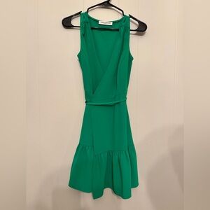 Green Sleeveless Wrap Dress